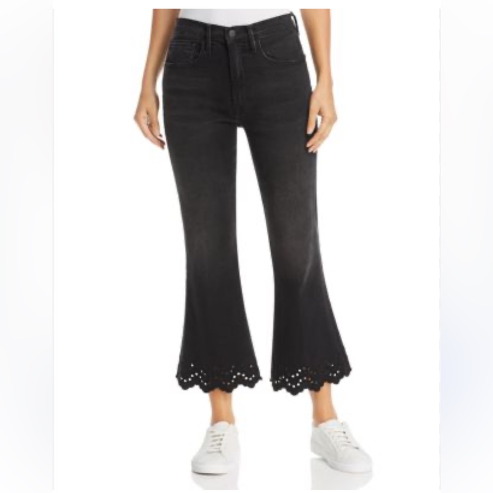 Frame Denim Lacey Eyelet Crop Flare Jeans